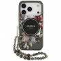 Θήκη MagSafe Guess IML Flowers Pearl Strap για Apple iPhone 18 Pro / 17 Pro, μαύρη