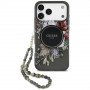 Θήκη Guess IML Flowers Pearl Strap MagSafe για Apple iPhone 18 Pro Max / 17 Pro Max, μαύρη