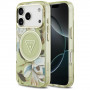 Θήκη Guess IML Glitter Flowers Triangle MagSafe για Apple iPhone 18 Pro Max / 17 Pro Max, πράσινη