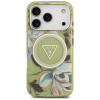 Θήκη Guess IML Glitter Flowers Triangle MagSafe για Apple iPhone 18 Pro Max / 17 Pro Max, πράσινη