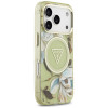 Θήκη Guess IML Glitter Flowers Triangle MagSafe για Apple iPhone 18 Pro Max / 17 Pro Max, πράσινη