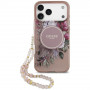 Θήκη Guess IML Flowers Pearl Strap MagSafe για Apple iPhone 18 Pro Max / 17 Pro Max, ροζ
