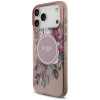 Θήκη Guess IML Flowers Pearl Strap MagSafe για Apple iPhone 18 Pro Max / 17 Pro Max, ροζ
