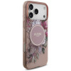 Θήκη Guess IML Flowers Pearl Strap MagSafe για Apple iPhone 18 Pro Max / 17 Pro Max, ροζ