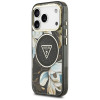 Θήκη Guess IML Glitter Flowers Triangle MagSafe για Apple iPhone 18 Pro Max / 17 Pro Max, μαύρη
