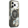 Θήκη Guess IML Glitter Flowers Triangle MagSafe για Apple iPhone 18 Pro Max / 17 Pro Max, μαύρη