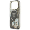Θήκη Guess IML Glitter Flowers Triangle MagSafe για Apple iPhone 18 Pro Max / 17 Pro Max, μαύρη