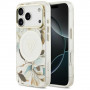Θήκη Guess IML Glitter Flowers Triangle MagSafe για Apple iPhone 18 Pro Max / 17 Pro Max, Λευκή