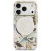 Θήκη Guess IML Glitter Flowers Triangle MagSafe για Apple iPhone 18 Pro Max / 17 Pro Max, Λευκή
