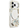 Θήκη Guess IML Glitter Flowers Triangle MagSafe για Apple iPhone 18 Pro Max / 17 Pro Max, Λευκή