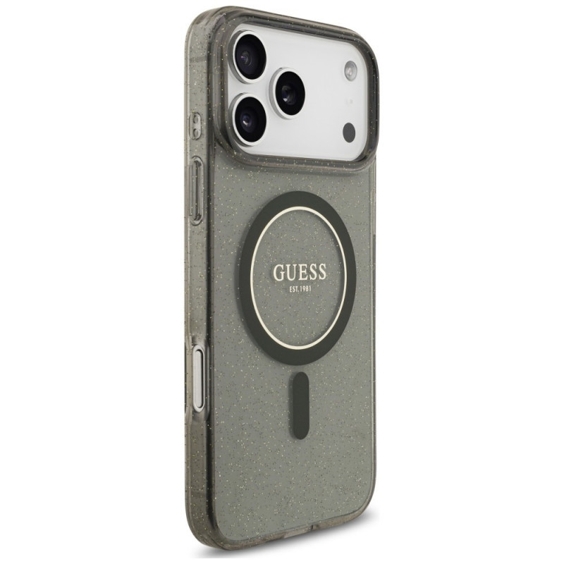 Θήκη Guess IML Glitter Pearl Strap MagSafe για Apple iPhone 18 Pro Max / 17 Pro Max, μαύρη