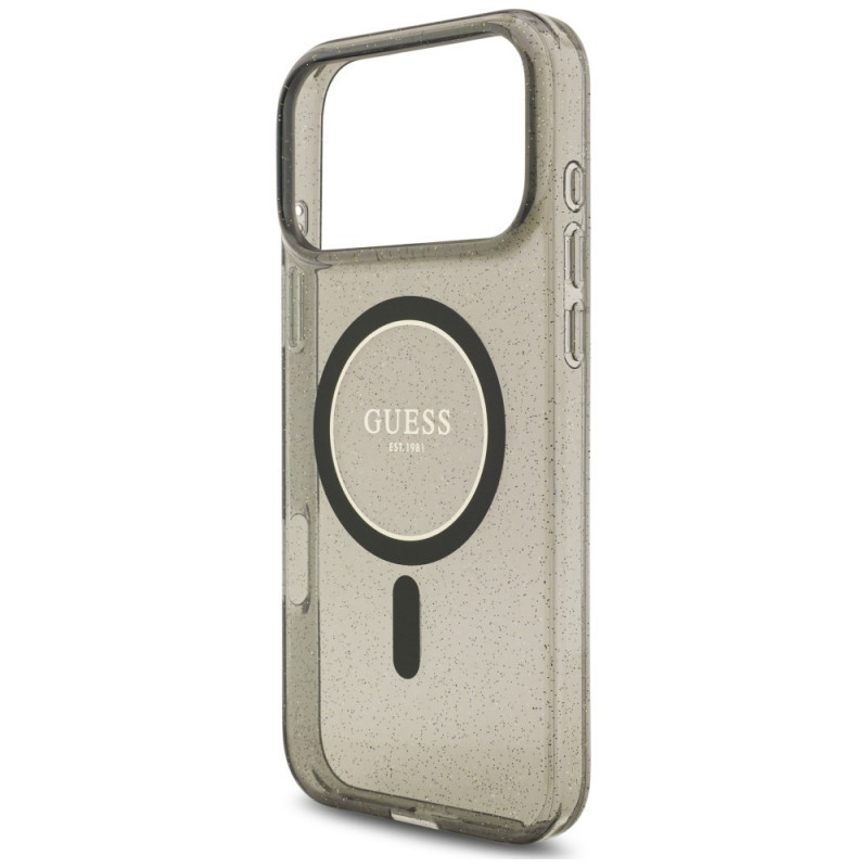 Θήκη Guess IML Glitter Pearl Strap MagSafe για Apple iPhone 18 Pro Max / 17 Pro Max, μαύρη
