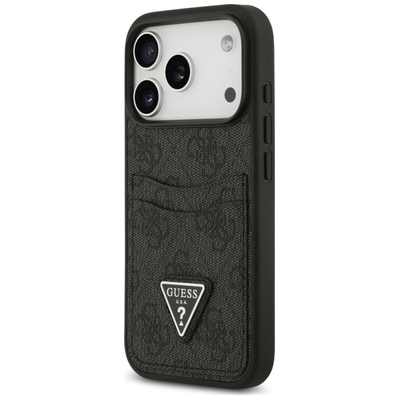 Θήκη τριγωνική Guess 4G Double Card για Apple iPhone 18 Pro / 17 Pro, μαύρη