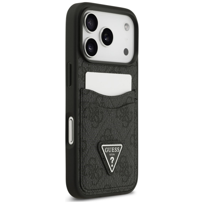 Θήκη τριγωνική Guess 4G Double Card για Apple iPhone 18 Pro / 17 Pro, μαύρη