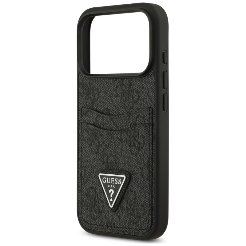 Θήκη τριγωνική Guess 4G Double Card για Apple iPhone 18 Pro / 17 Pro, μαύρη
