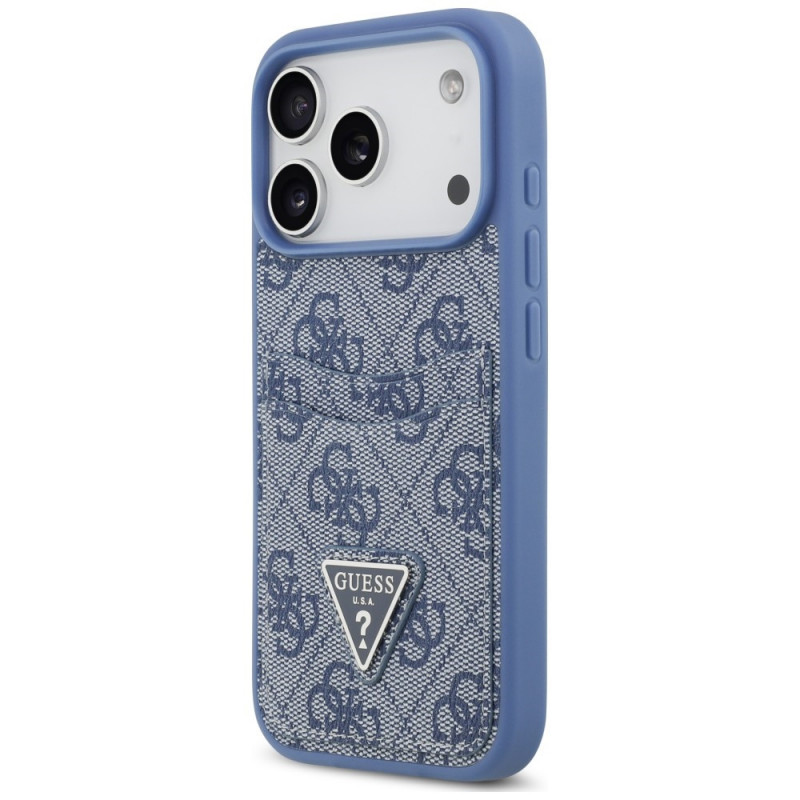 Θήκη τριγωνική με διπλή υποδοχή καρτών 4G Guess για Apple iPhone 18 Pro / 17 Pro, μπλε