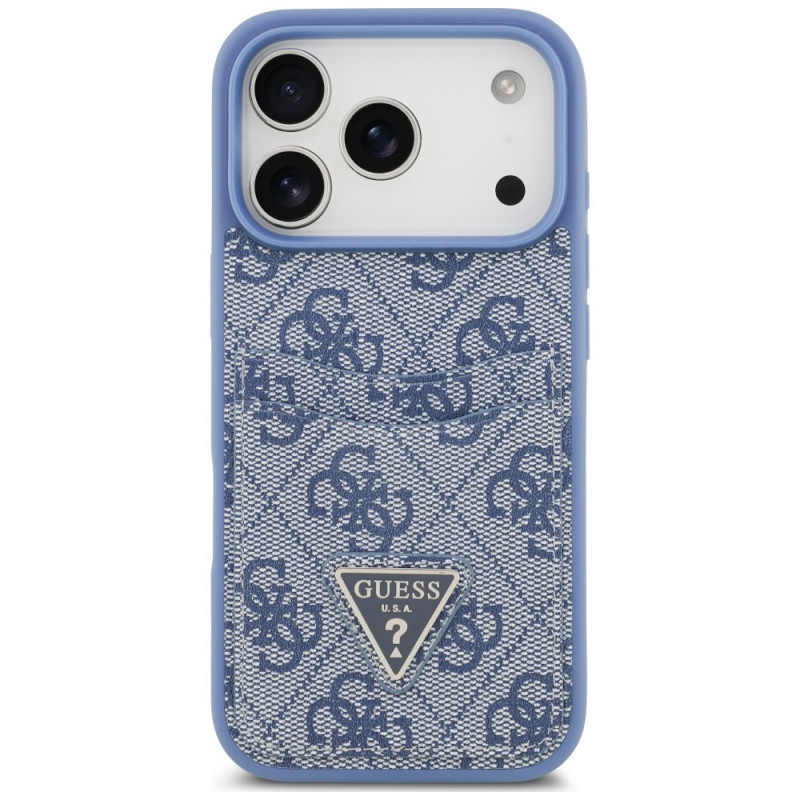 Θήκη τριγωνική με διπλή υποδοχή καρτών 4G Guess για Apple iPhone 18 Pro / 17 Pro, μπλε
