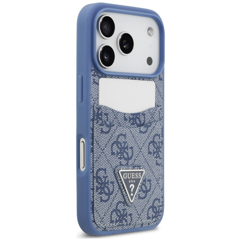 Θήκη τριγωνική με διπλή υποδοχή καρτών 4G Guess για Apple iPhone 18 Pro / 17 Pro, μπλε