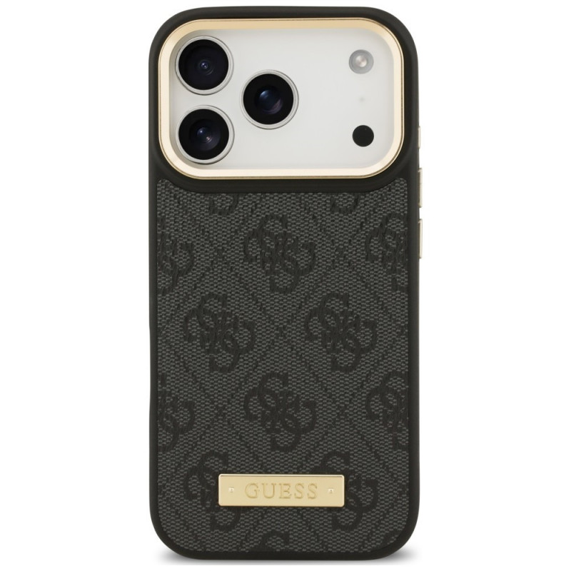 Θήκη Guess 4G Logo Plate MagSafe για Apple iPhone 18 Pro / 17 Pro, Μαύρη
