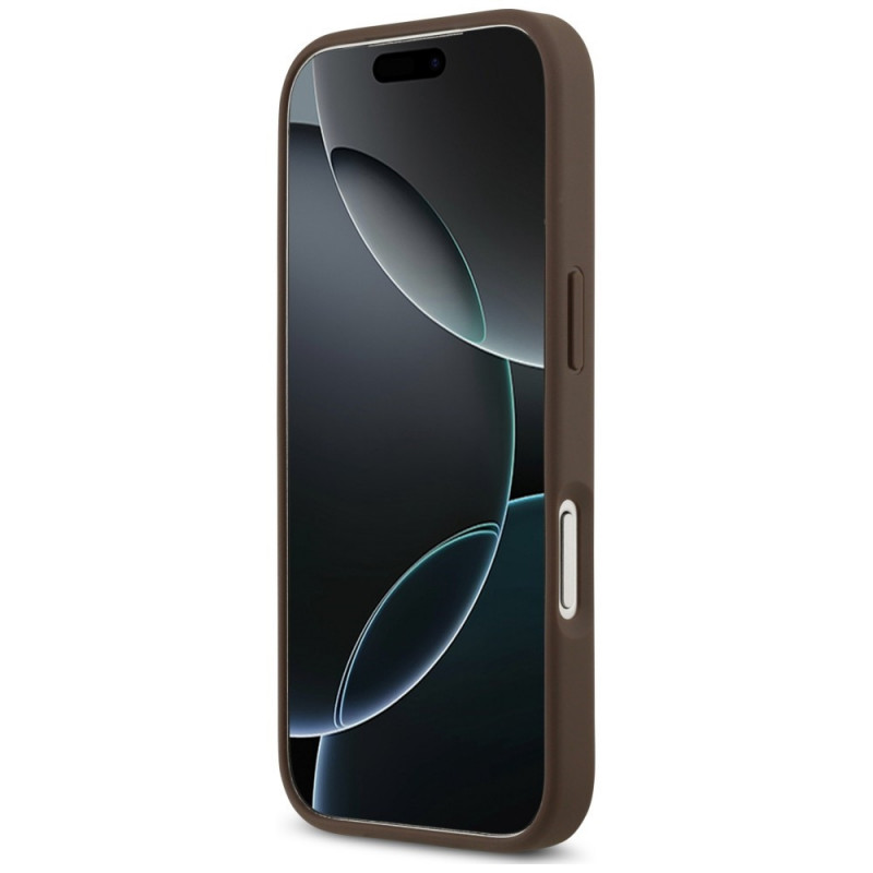 Θήκη τριγωνική με διπλή υποδοχή καρτών 4G Guess για Apple iPhone 18 Pro / 17 Pro, καφέ