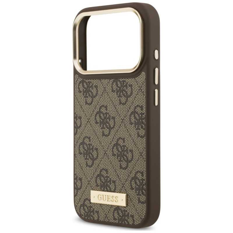 Θήκη Guess 4G Logo Plate MagSafe για Apple iPhone 18 Pro Max / 17 Pro Max, Καφέ