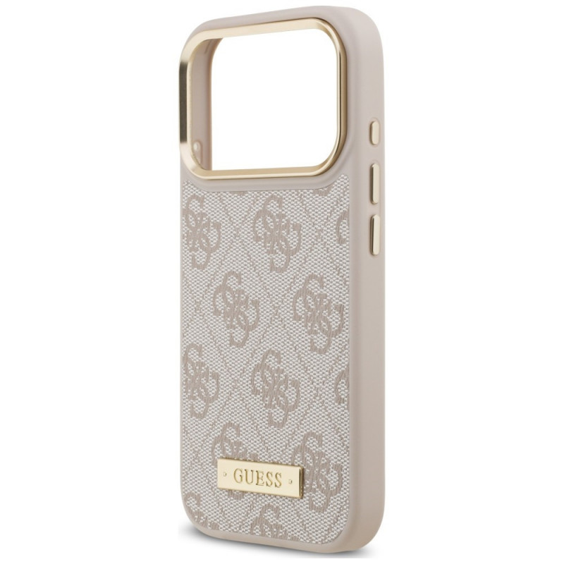 Θήκη Guess 4G Logo Plate MagSafe για Apple iPhone 18 Pro / 17 Pro, Ροζ