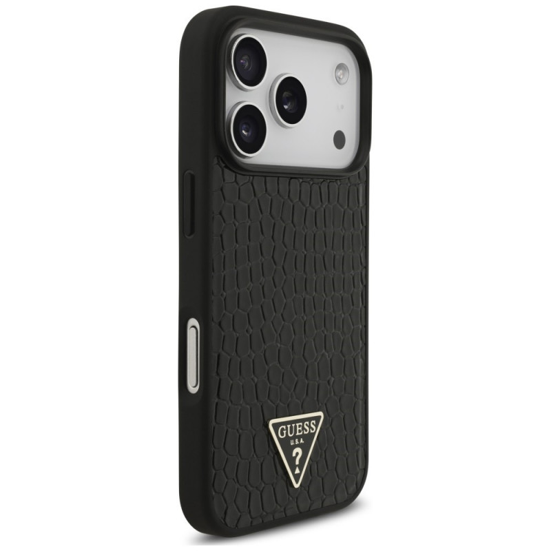 Θήκη MagSafe Guess Croco Triangle Logo για Apple iPhone 18 Pro Max / 17 Pro Max, Μαύρη
