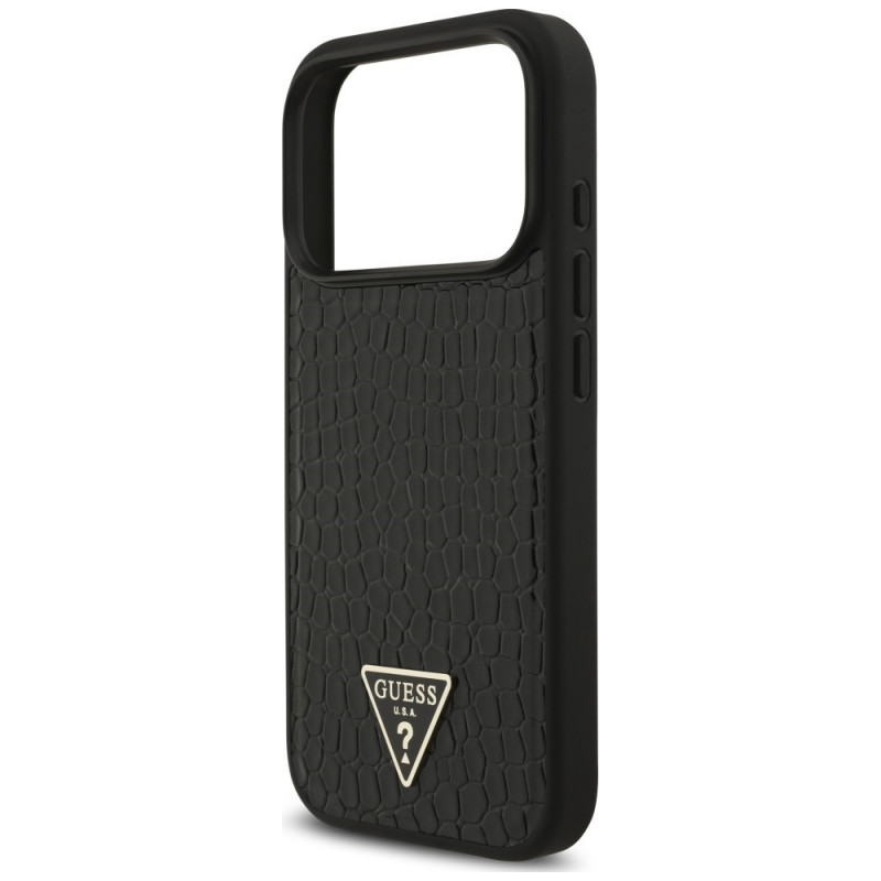Θήκη MagSafe Guess Croco Triangle Logo για Apple iPhone 18 Pro Max / 17 Pro Max, Μαύρη