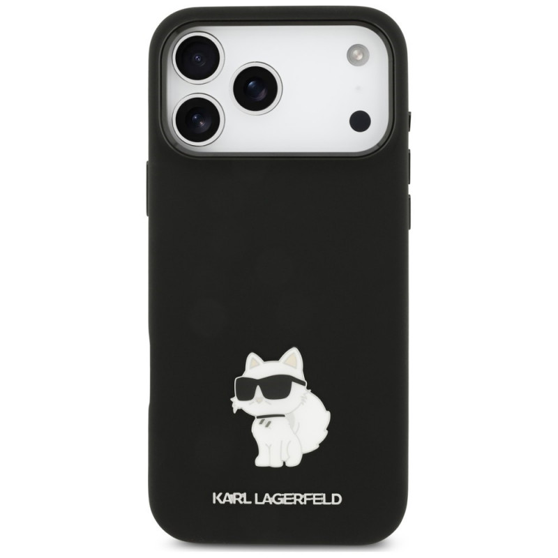 Θήκη Karl Lagerfeld Silicone Choupette Metal Pin για Apple iPhone 18 Pro Max / 17 Pro Max, Μαύρη