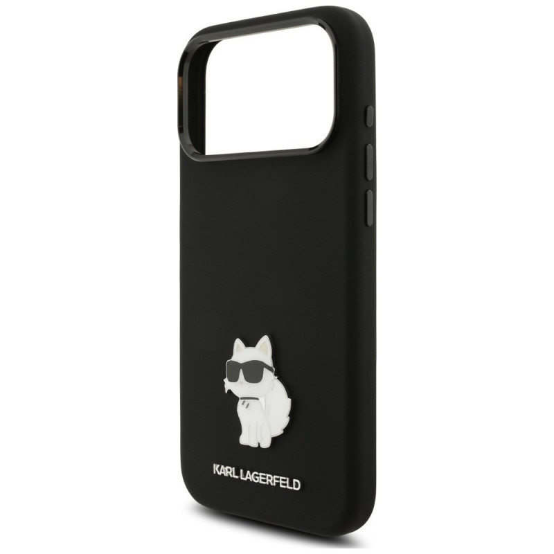 Θήκη Karl Lagerfeld Silicone Choupette Metal Pin για Apple iPhone 18 Pro Max / 17 Pro Max, Μαύρη