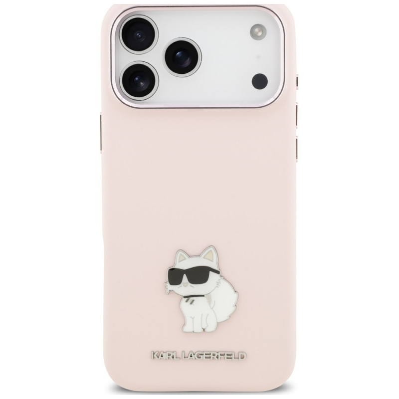 Θήκη Karl Lagerfeld Silicone Choupette Metal Pin για Apple iPhone 18 Pro Max / 17 Pro Max, Ροζ