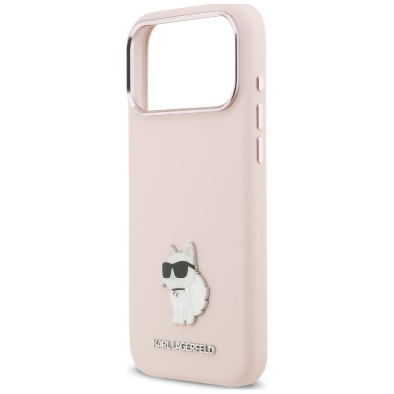 Θήκη Karl Lagerfeld Silicone Choupette Metal Pin για Apple iPhone 18 Pro Max / 17 Pro Max, Ροζ