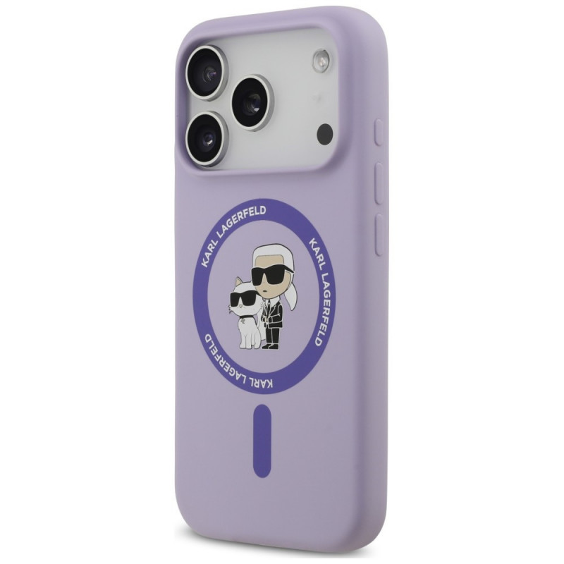 Θήκη Karl Lagerfeld Silicone Karl&Choupette Ring MagSafe για Apple iPhone 18 Pro / 17 Pro, Μωβ