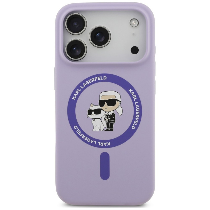 Θήκη Karl Lagerfeld Silicone Karl&Choupette Ring MagSafe για Apple iPhone 18 Pro / 17 Pro, Μωβ