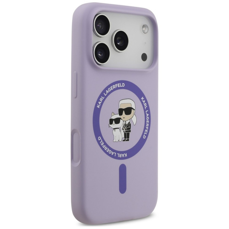 Θήκη Karl Lagerfeld Silicone Karl&Choupette Ring MagSafe για Apple iPhone 18 Pro / 17 Pro, Μωβ