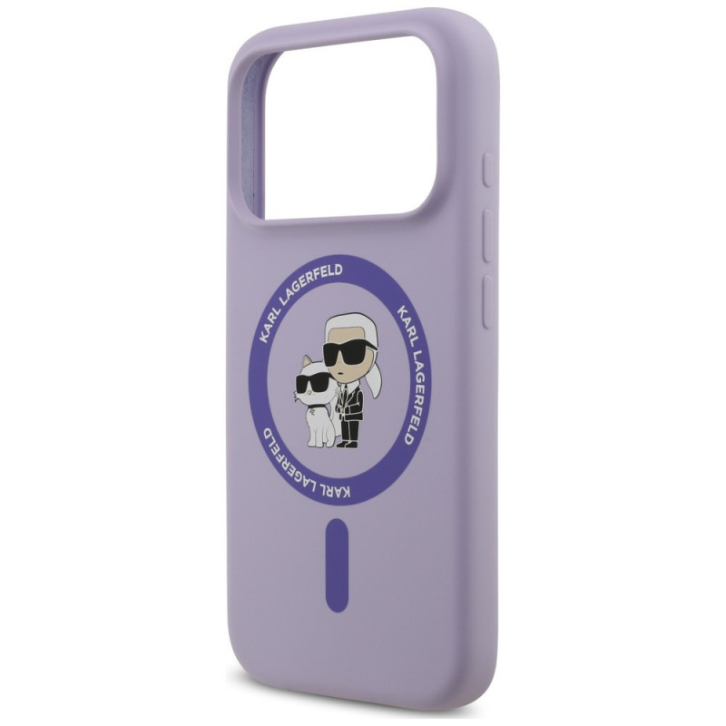 Θήκη Karl Lagerfeld Silicone Karl&Choupette Ring MagSafe για Apple iPhone 18 Pro / 17 Pro, Μωβ