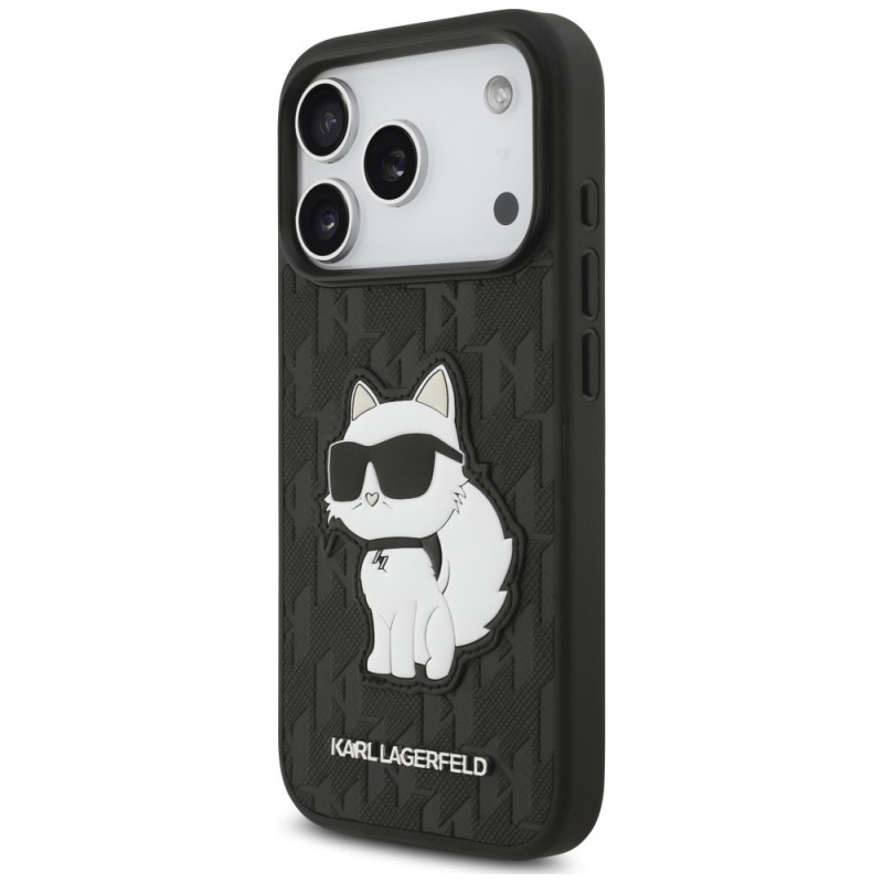 Θήκη Karl Lagerfeld Saffiano Mono Patch Choupette για Apple iPhone 18 Pro / 17 Pro, Μαύρη