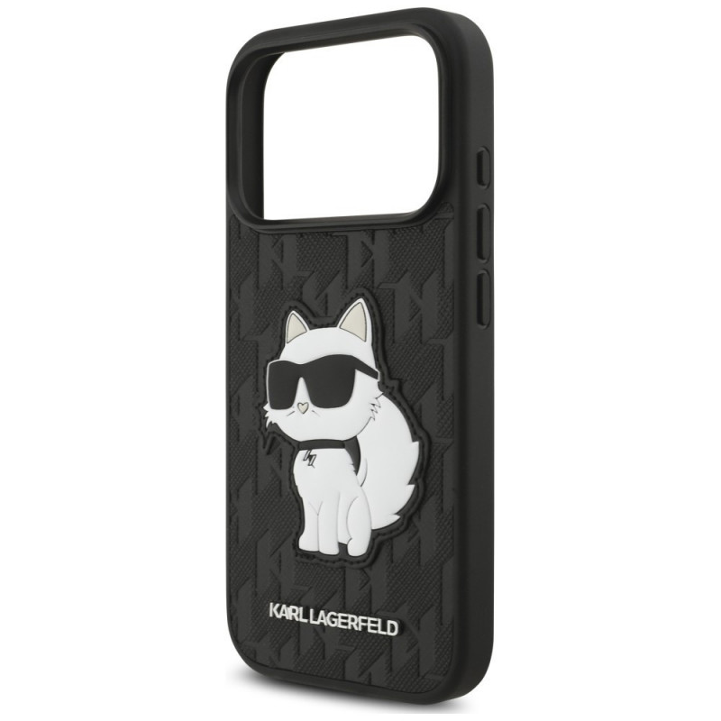 Θήκη Karl Lagerfeld Saffiano Mono Patch Choupette για Apple iPhone 18 Pro / 17 Pro, Μαύρη