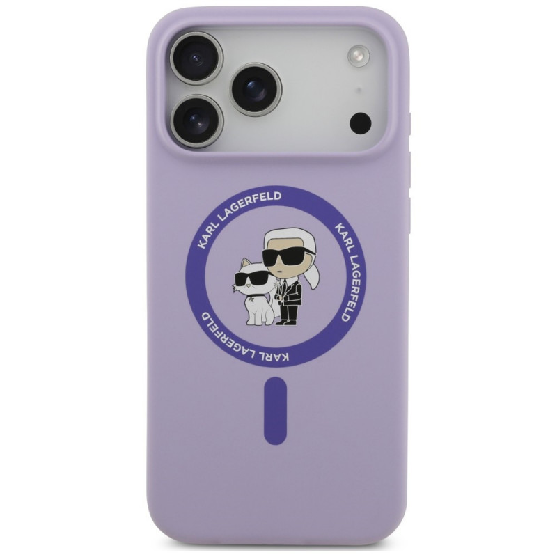 Θήκη Karl Lagerfeld Silicone Karl&Choupette Ring MagSafe για Apple iPhone 18 Pro Max / iPhone 17 Pro Max, Μωβ