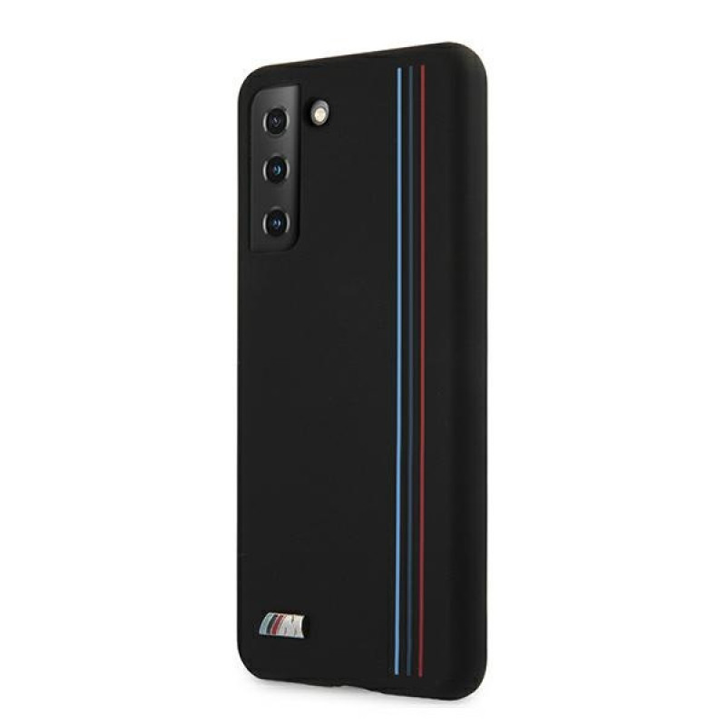 Θήκη BMW BMHCS21MSIVTBK Silicone Stripes M Collection για Samsung Galaxy S21+, μαύρη