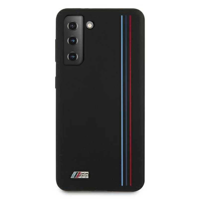 Θήκη BMW BMHCS21MSIVTBK Silicone Stripes M Collection για Samsung Galaxy S21+, μαύρη