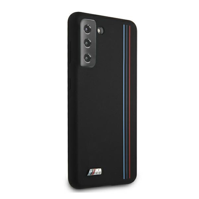 Θήκη BMW BMHCS21MSIVTBK Silicone Stripes M Collection για Samsung Galaxy S21+, μαύρη