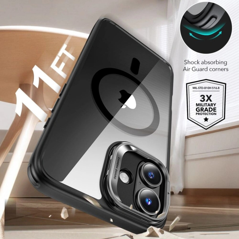 Θήκη ESR Classic Hybrid Kickstand HaloLock MagSafe με Tempered Glass για Apple iPhone 16, Διάφανη/Μαύρη