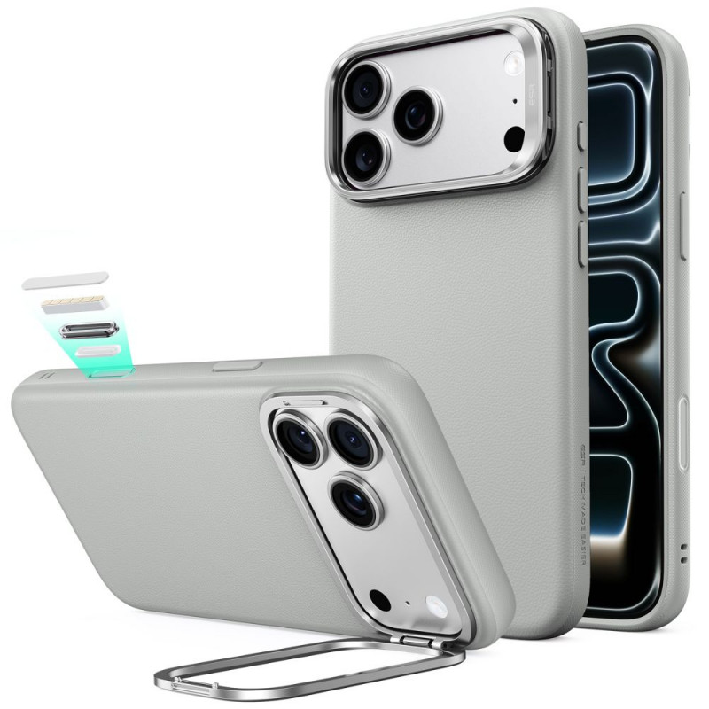 Θήκη ESR Leather Kickstand MagSafe για Apple iPhone 17 Pro Max / 18 Pro Max, Γκρι