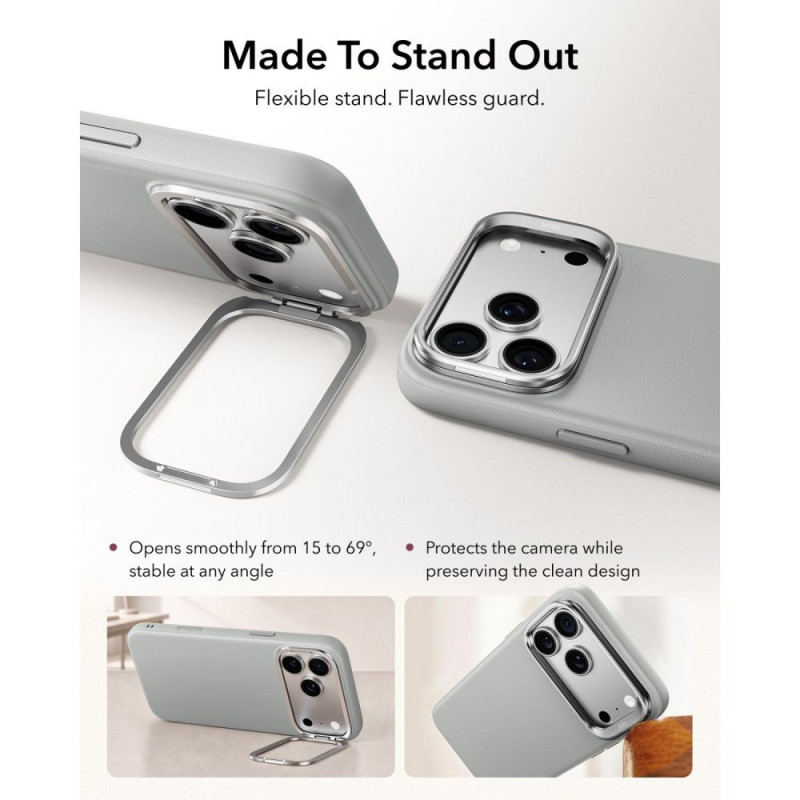 Θήκη ESR Leather Kickstand MagSafe για Apple iPhone 17 Pro Max / 18 Pro Max, Γκρι