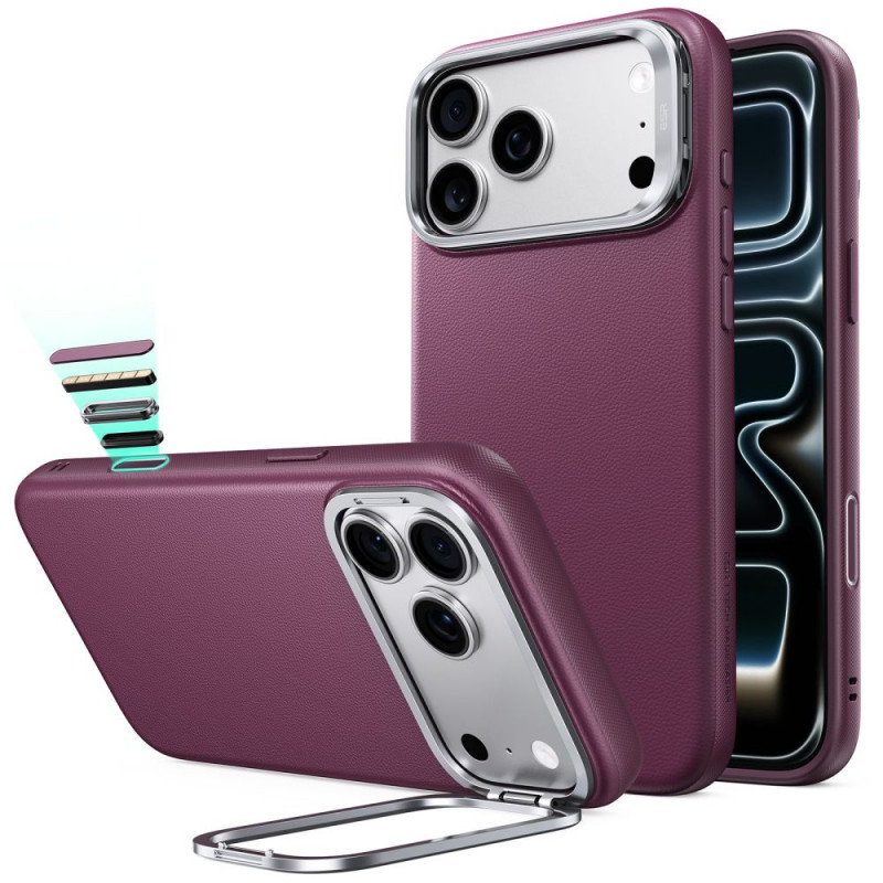Θήκη ESR Leather Kickstand MagSafe για Apple iPhone 17 Pro / 18 Pro, Deep Burgundy