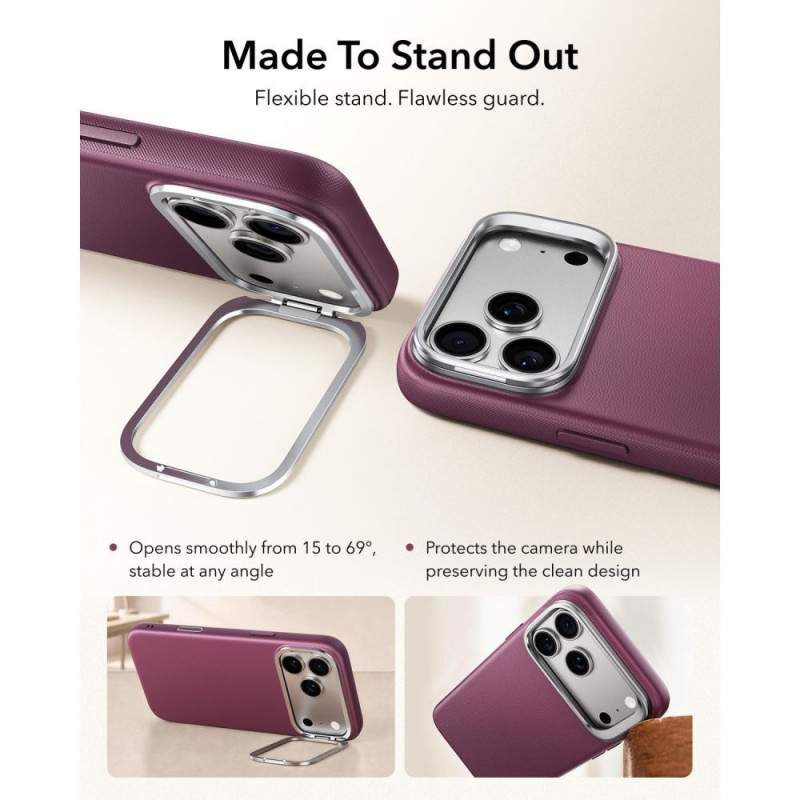 Θήκη ESR Leather Kickstand MagSafe για Apple iPhone 17 Pro / 18 Pro, Deep Burgundy