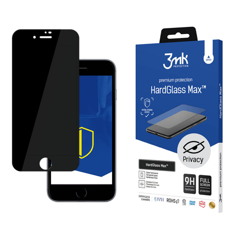 3MK HardGlass Max Privacy Ενισχυμένο Γυαλί για Apple iPhone 7, Μαύρο