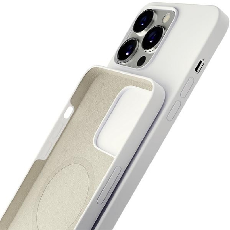 Θήκη σιλικόνης 3MK Hardy Case MagSafe για Apple iPhone 14 Pro Max, λευκή