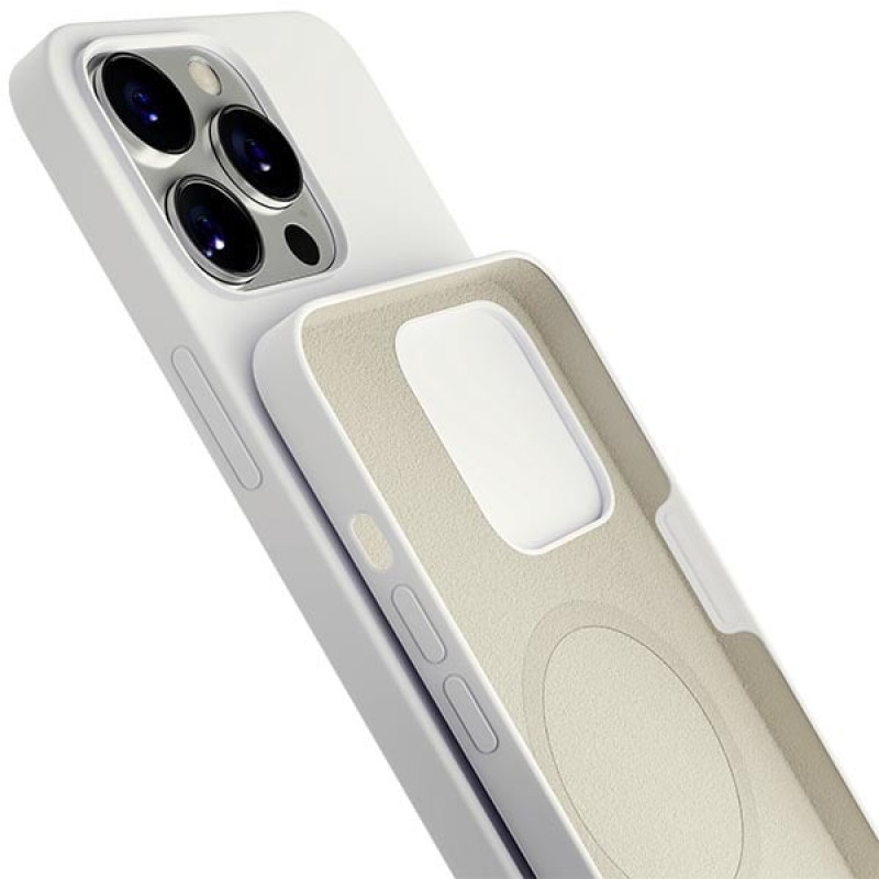 Θήκη σιλικόνης 3MK Hardy Case MagSafe για Apple iPhone 14 Pro Max, λευκή